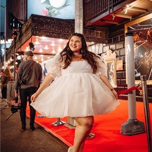 Selkie Ivory Puff Sleeve Dress